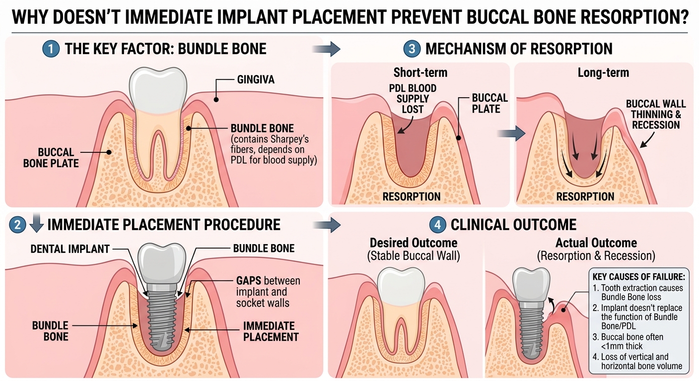 Why Doesn’t Immediate Implant Placement Prevent Buccal Bone Resorption?